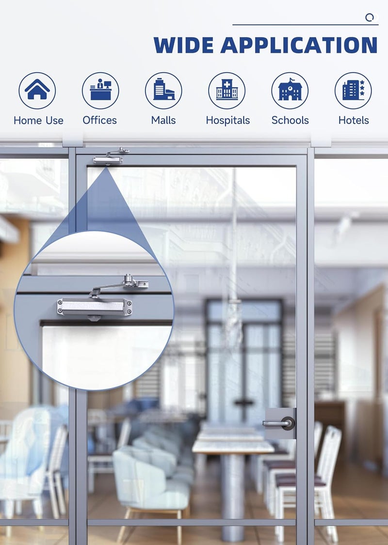 Baridwon Door Closers Commercial, Heavy Duty Door Closer No Slam, Hydraulic Door Soft Closer with Hold Open, Self Closing Door Mechanism to Ensure Smooth and Secure Door Operations -Small Size - Image 2